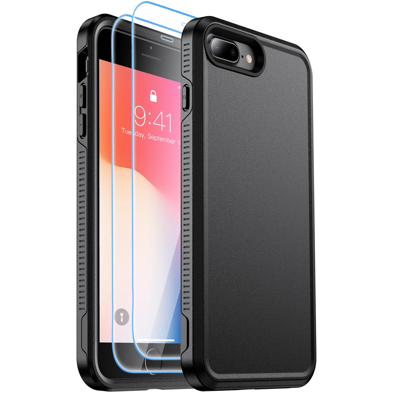 For Phone 7 Plus / 8 Plus Heavy Duty Case – 12FT Military Drop Proof + 2x 9H Glass Screen Protectors