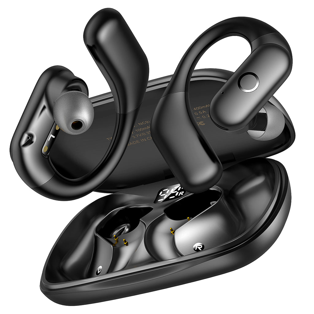Open-Ear ANC Wireless Earbuds – 66H Playtime, Digital Display, Secure Fit