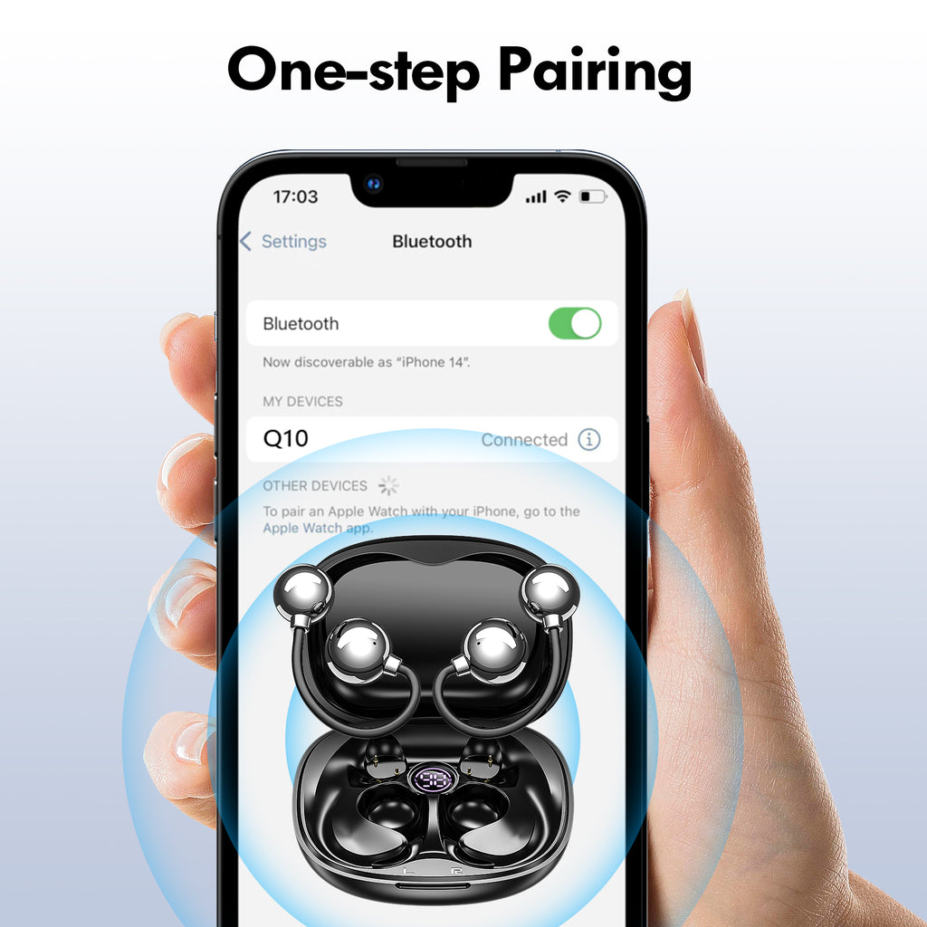 Open-Ear Wireless Earbuds – 180° Adjustable, 48H Playtime, Digital Display