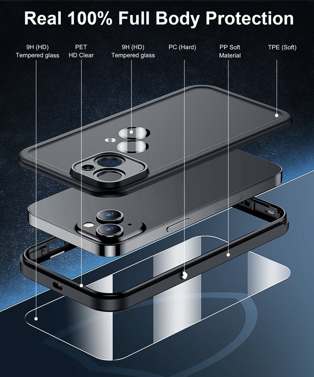 For Phone 14 Full Body Armor Case – Built in Screen & Lens Protector, Slim Fit, Heavy Duty