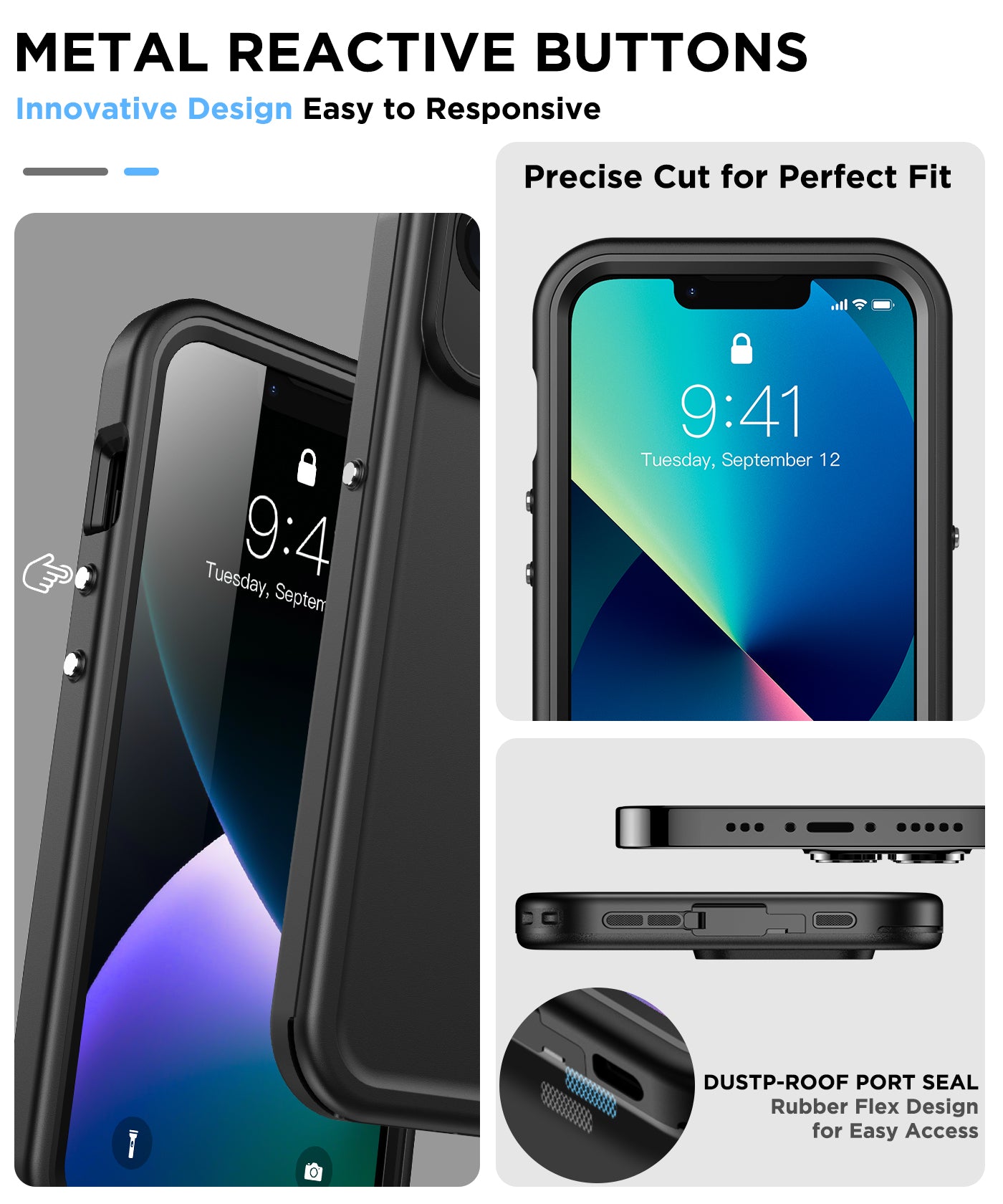 For Phone 14 Full Body Armor Case – Built in Screen & Lens Protector, Slim Fit, Heavy Duty